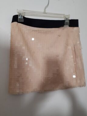 Forever 21 Blush Pink Sequin Mini Skirt with Black Waistband